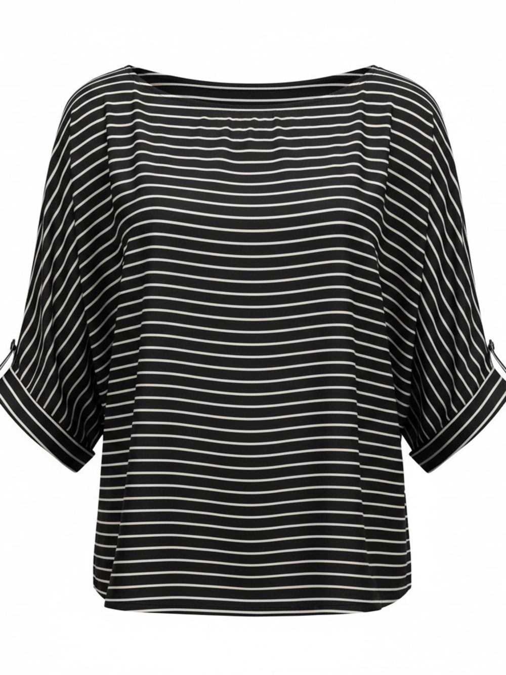 Black & White Striped Boatneck Women’s Top - Size XL/16